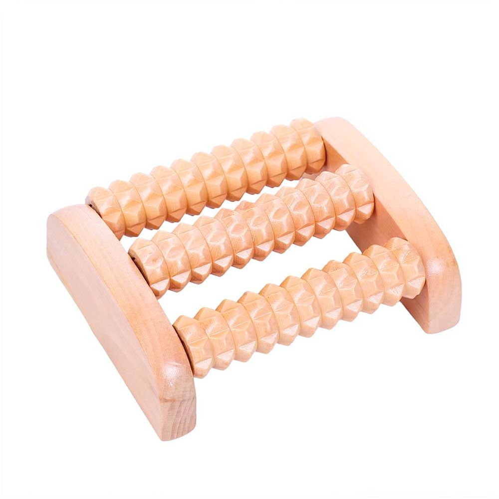 Reflexology Foot Roller - Manuel Ayak Masaj Aleti, Ahşap Derin