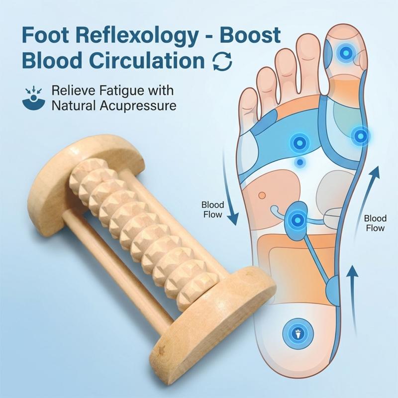 1 adet doğal ahşap ayak masaj  - Reflexology Foot Roller incelemesi ve fiyatı