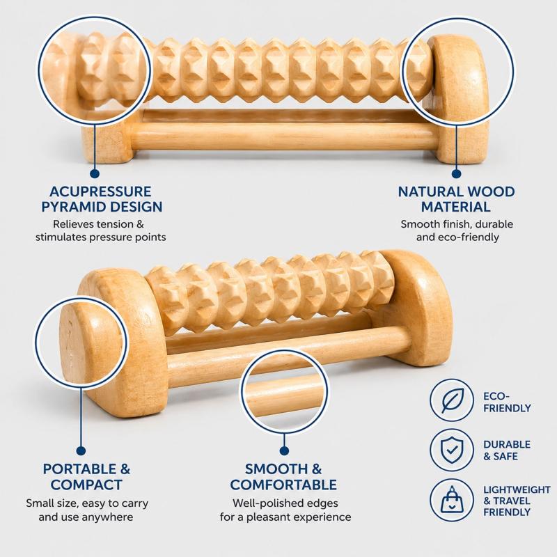 1 adet doğal ahşap ayak masaj  - Reflexology Foot Roller incelemesi ve fiyatı